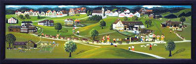 Appenzeller Alpauffahrt   Acryl auf Holz   105x35cm